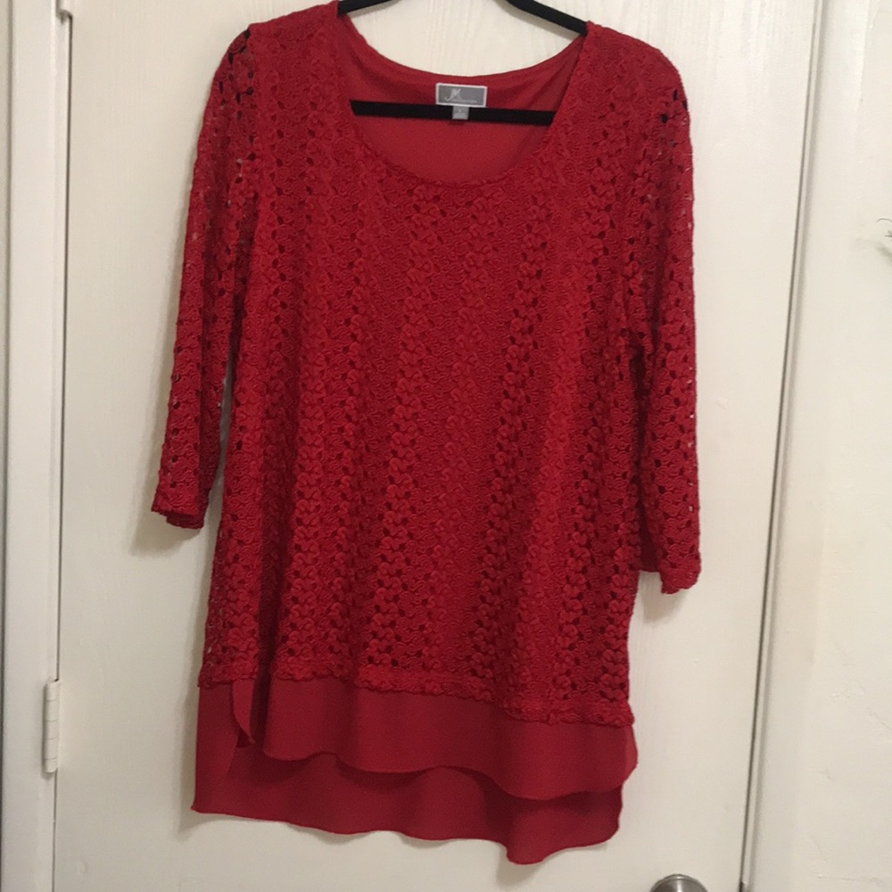 Jm Collection Beautiful Ruby Red Blouse. Size Lar… - image 6